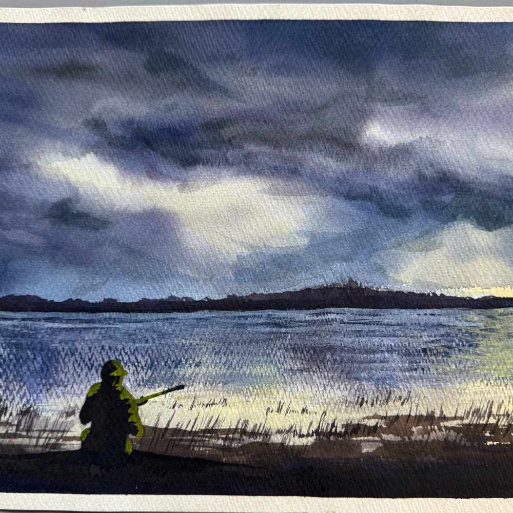 Vietnam War Serene Landscape Watercolor Original Art by Ron Pekar